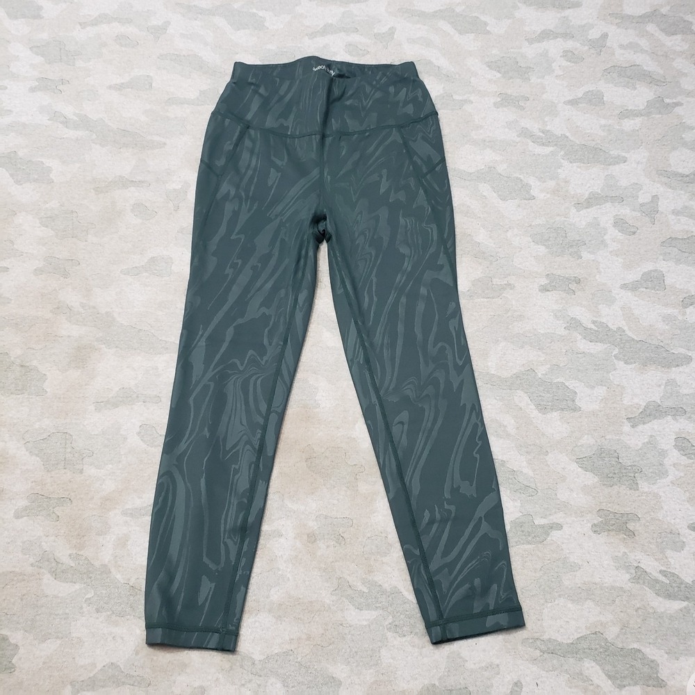 Sweaty Betty Leggings Womens 6 Green Marbled Pull On All Day Gym Fitness Yoga